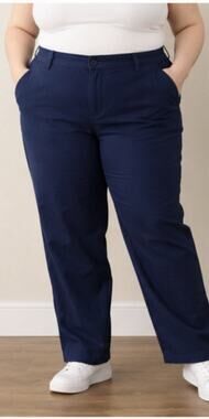 M&Co Plus Womens Pants Size 22 Navy Blue Straight Leg Casual Trousers